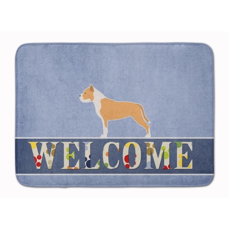 Carolines Treasures Staffordshire Bull Terrier Welcome Machine Washable Memory Foam Mat BB5558RUG